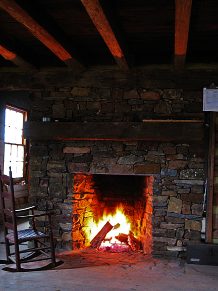rock chimney and fire place
